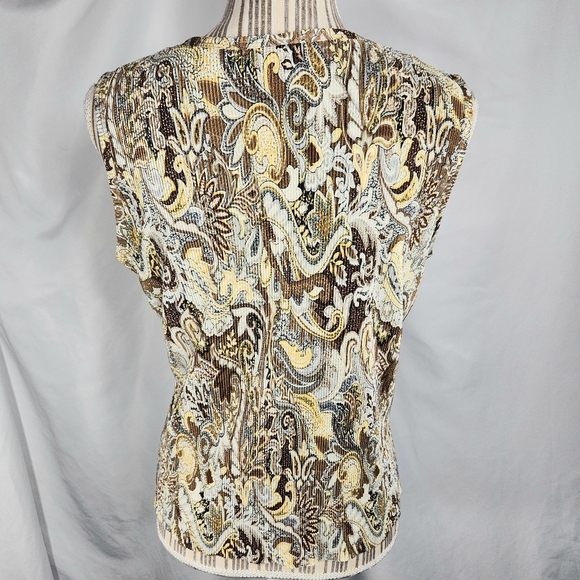 Plisse Multicolored Floral Print Accordion Pleat Sleeveless Top Size Medium - Picture 6 of 9